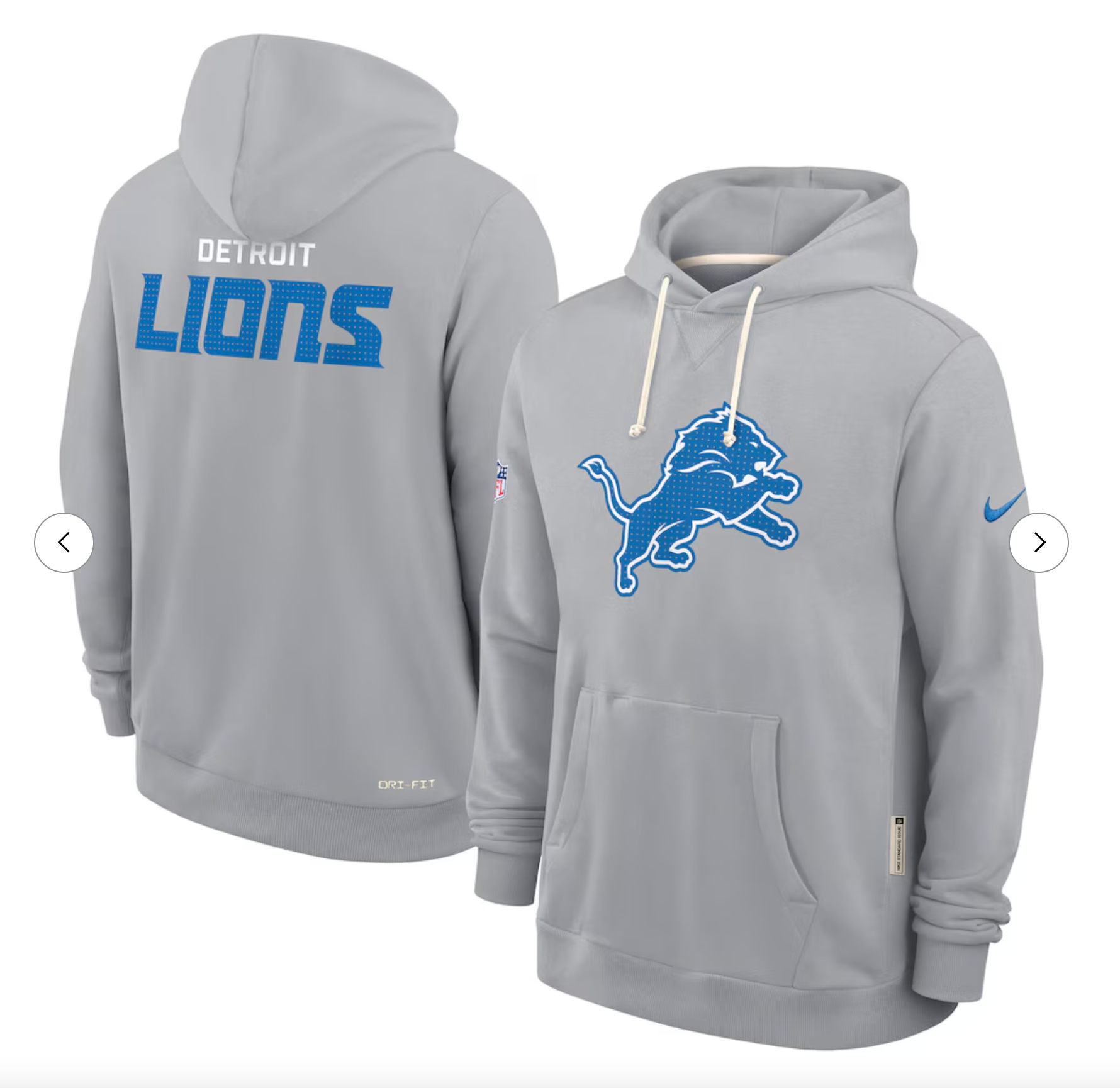Detroit Lions Nike Sideline Standard Issue Initial Home Dri-FIT Hoodie - Gray