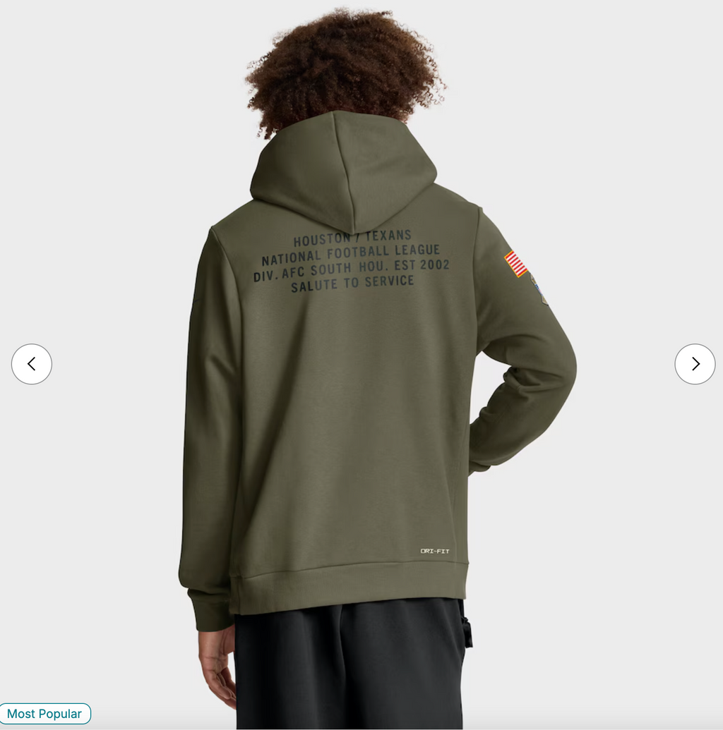 Houston Texans Nike 2025 Salute to Service Sideline Standard Issue Dri-FIT Hoodie - Olive