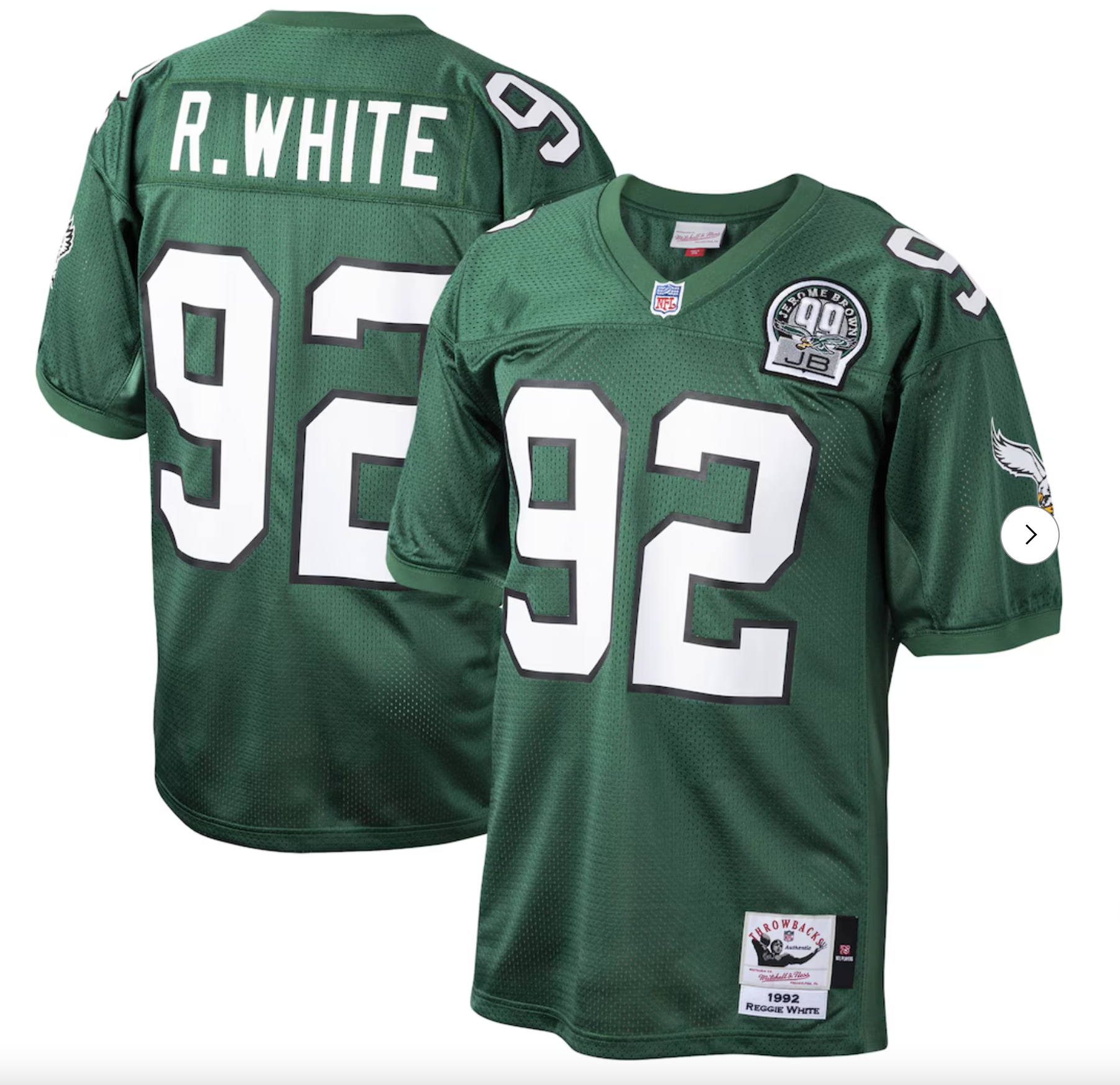 Reggie White Philadelphia Eagles Mitchell & Ness Authentic Throwback Retired Player Jersey - Green