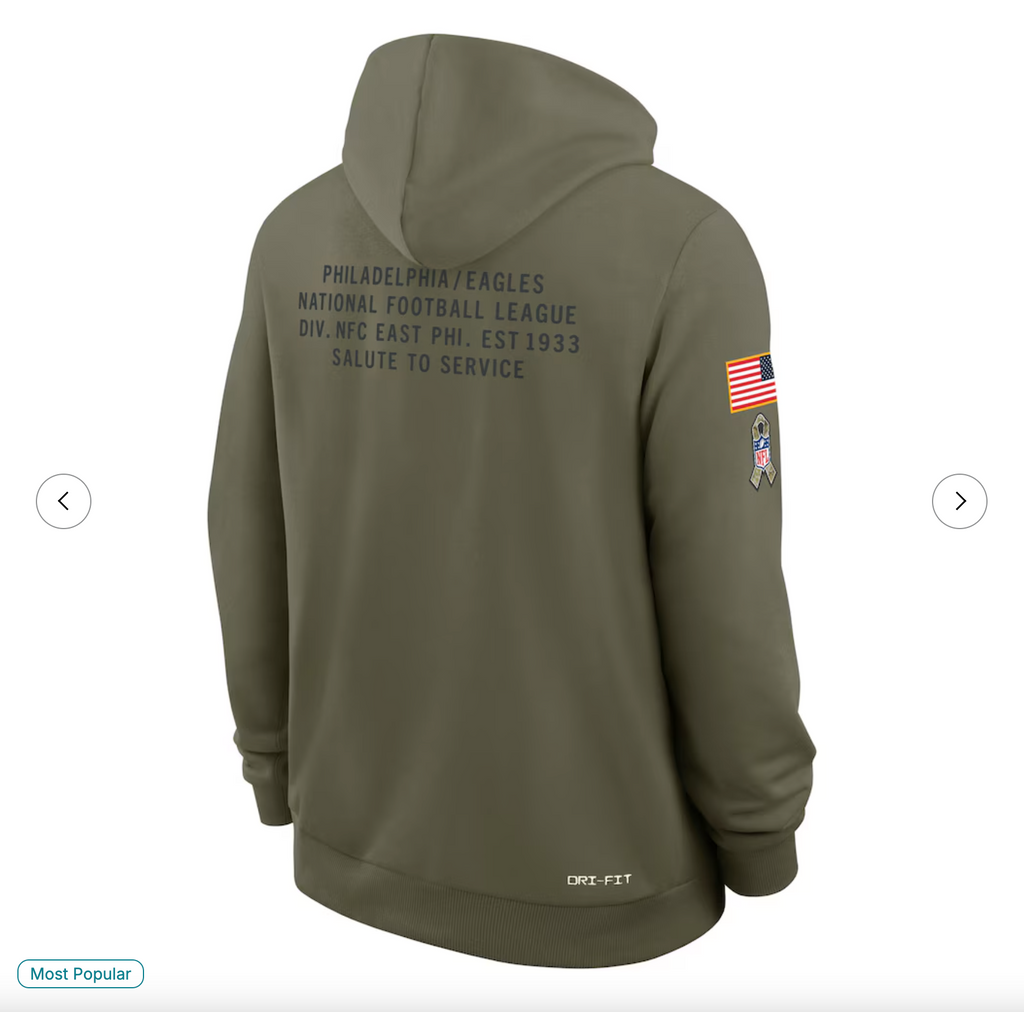 Philadelphia Eagles Nike 2025 Salute to Service Sideline Standard Issue Dri-FIT Hoodie - Olive