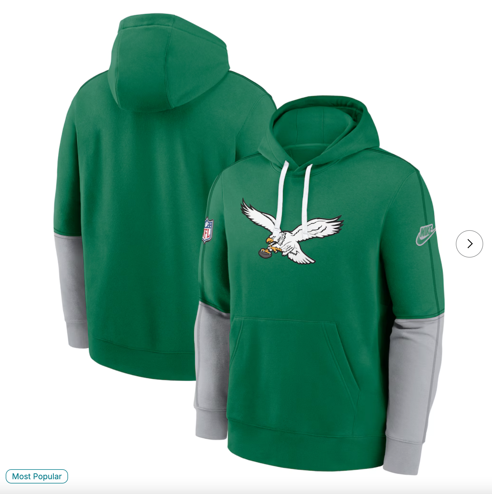 Philadelphia Eagles Nike Throwback Logo Club Tri-Blend Pullover Hoodie - Kelly Green
