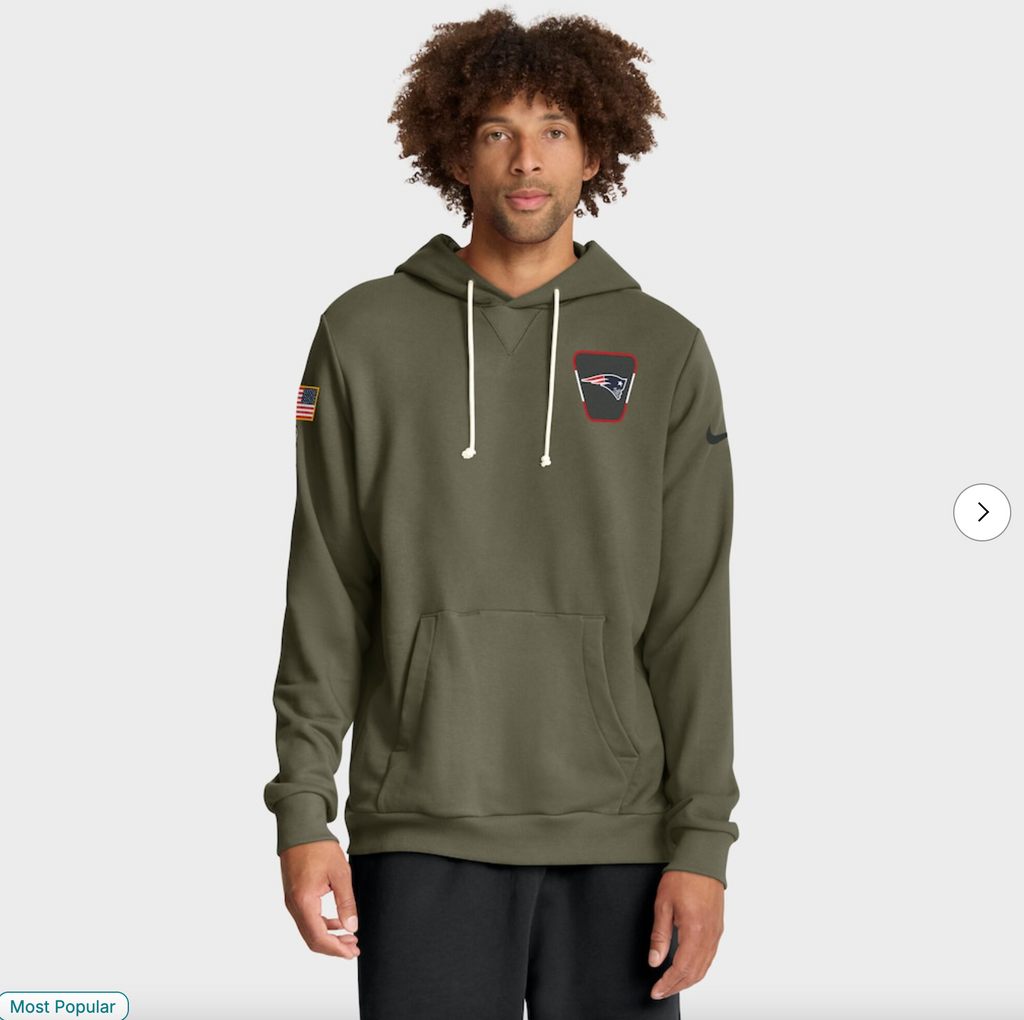 New England Patriots Nike 2025 Salute to Service Sideline Standard Issue Dri-FIT Hoodie - Olive