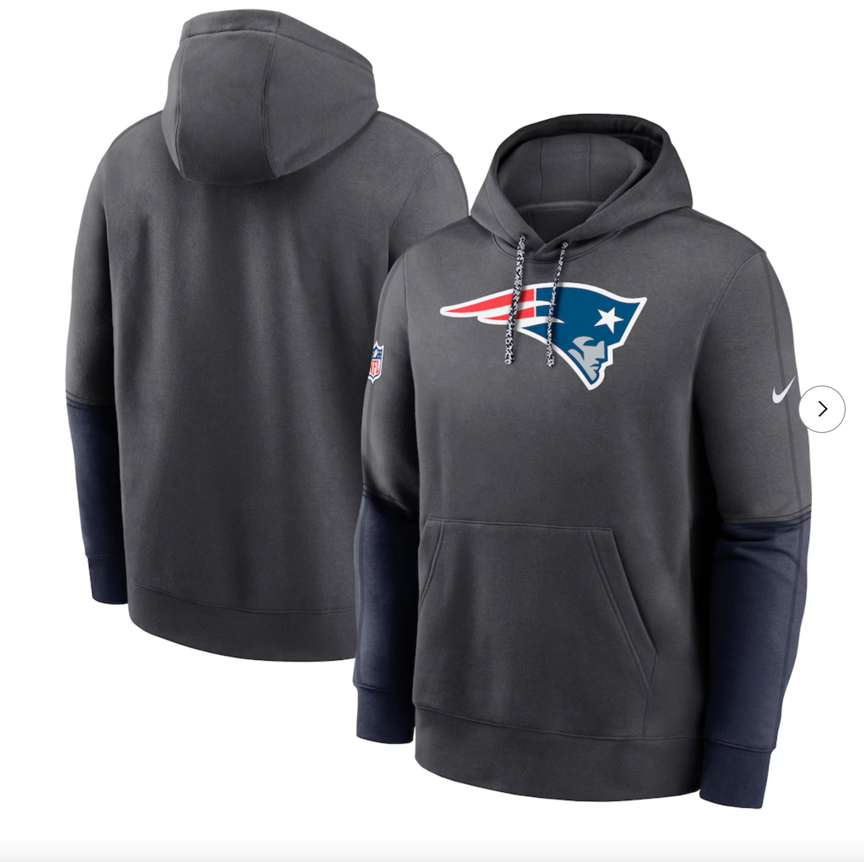 New England Patriots Nike 2024 Sideline Club Pullover Hoodie - Anthracite