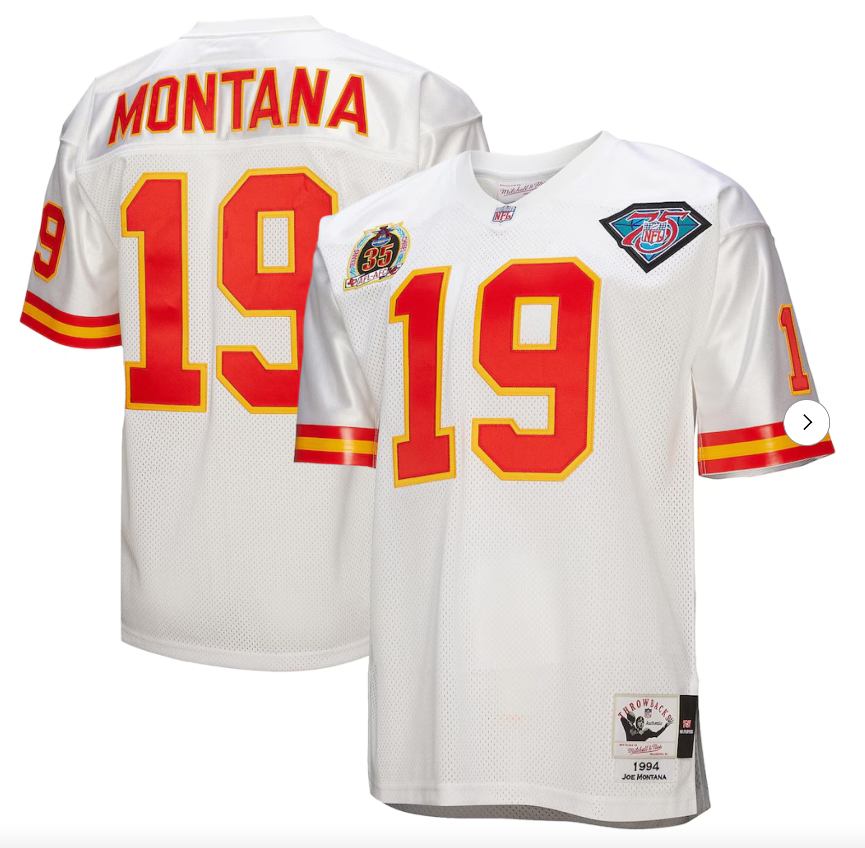 Joe Montana Kansas City Chiefs 1994 Mitchell & Ness Authentic Throwback Retired Player Jersey - White