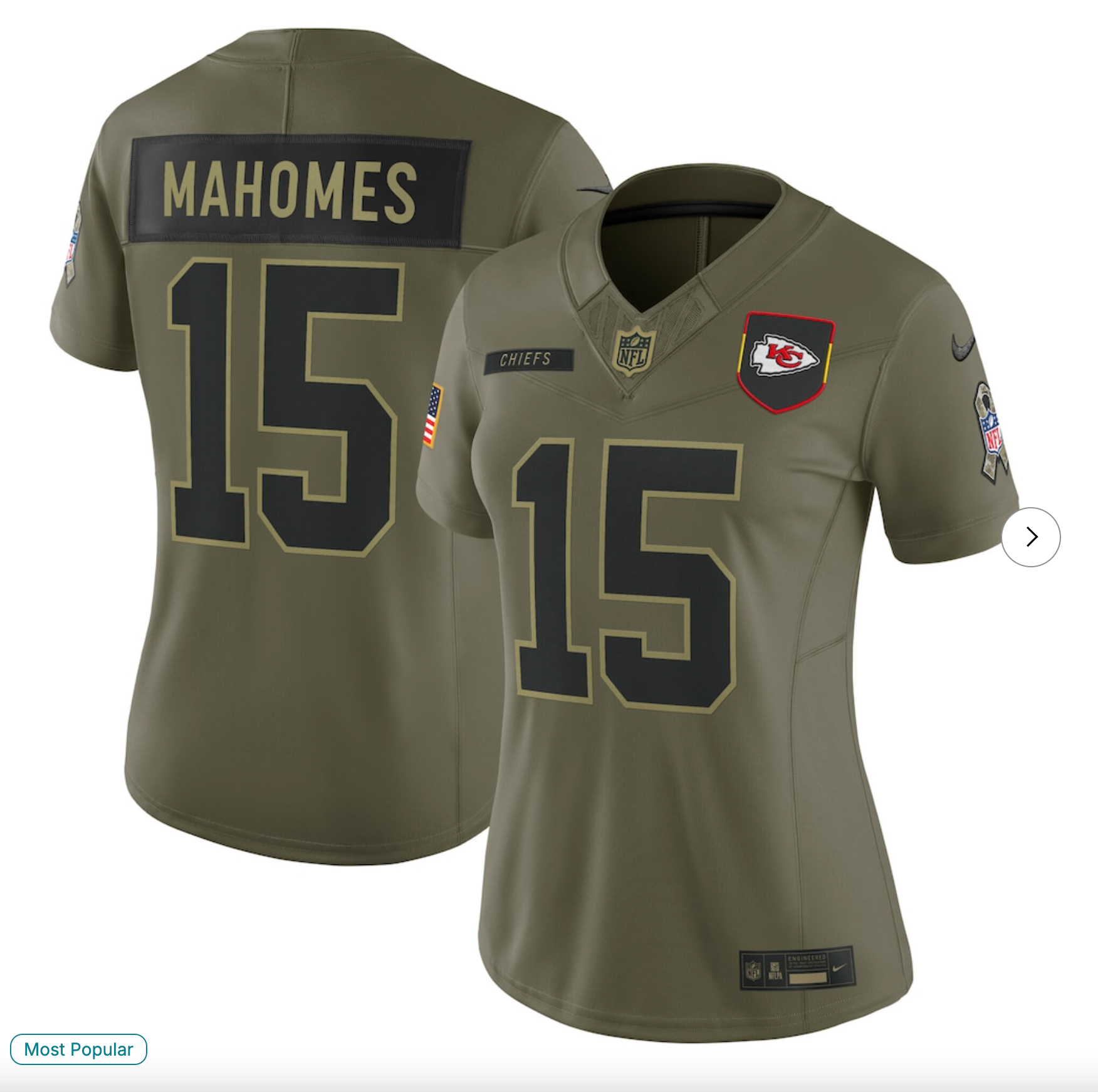 Patrick Mahomes Kansas City Chiefs Nike Women's 2025 Salute to Service Limited Jersey - Olive