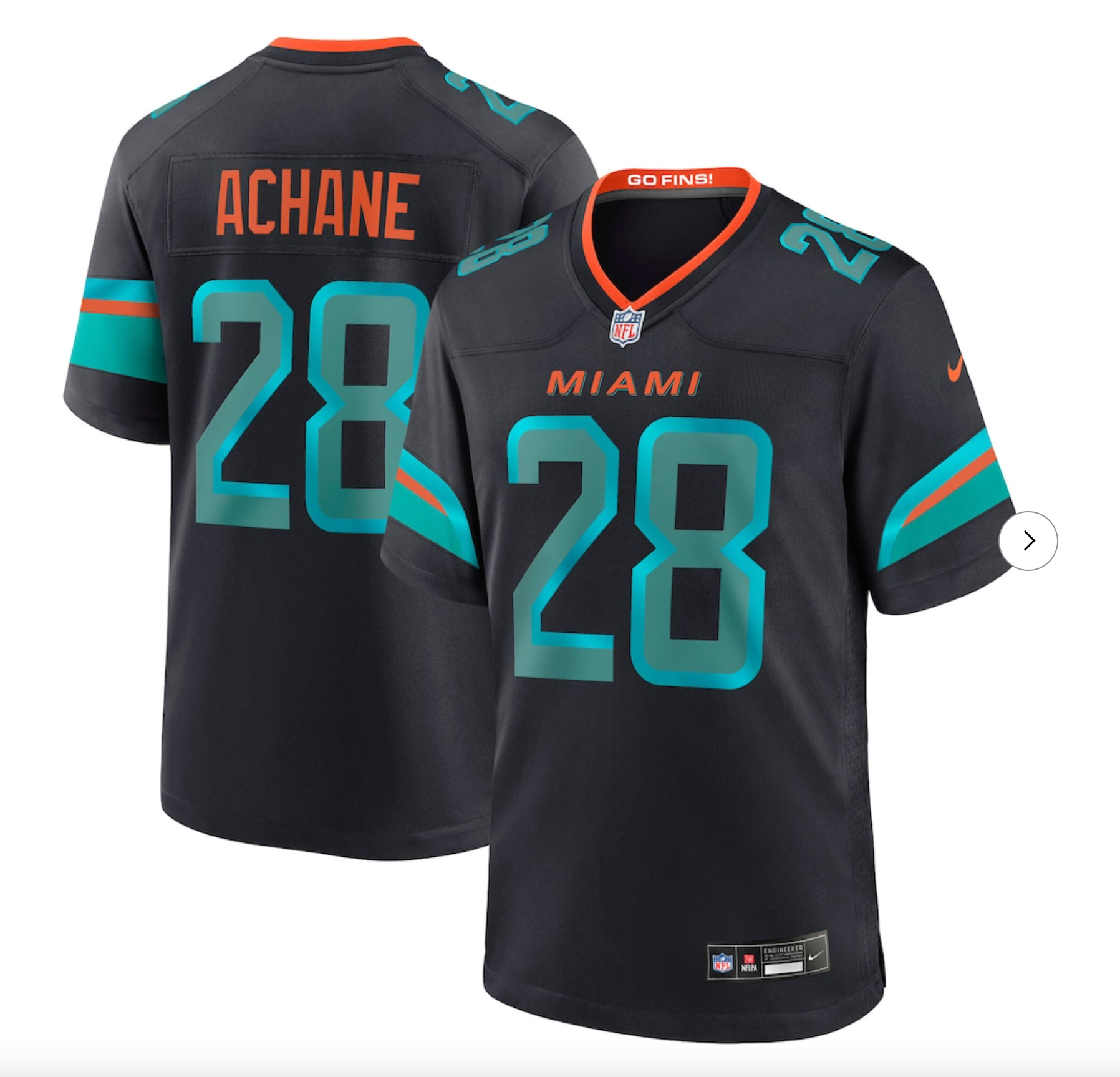De’Von Achane Miami Dolphins Nike 2025 Rivalries Collection Game Jersey - Pitch Blue