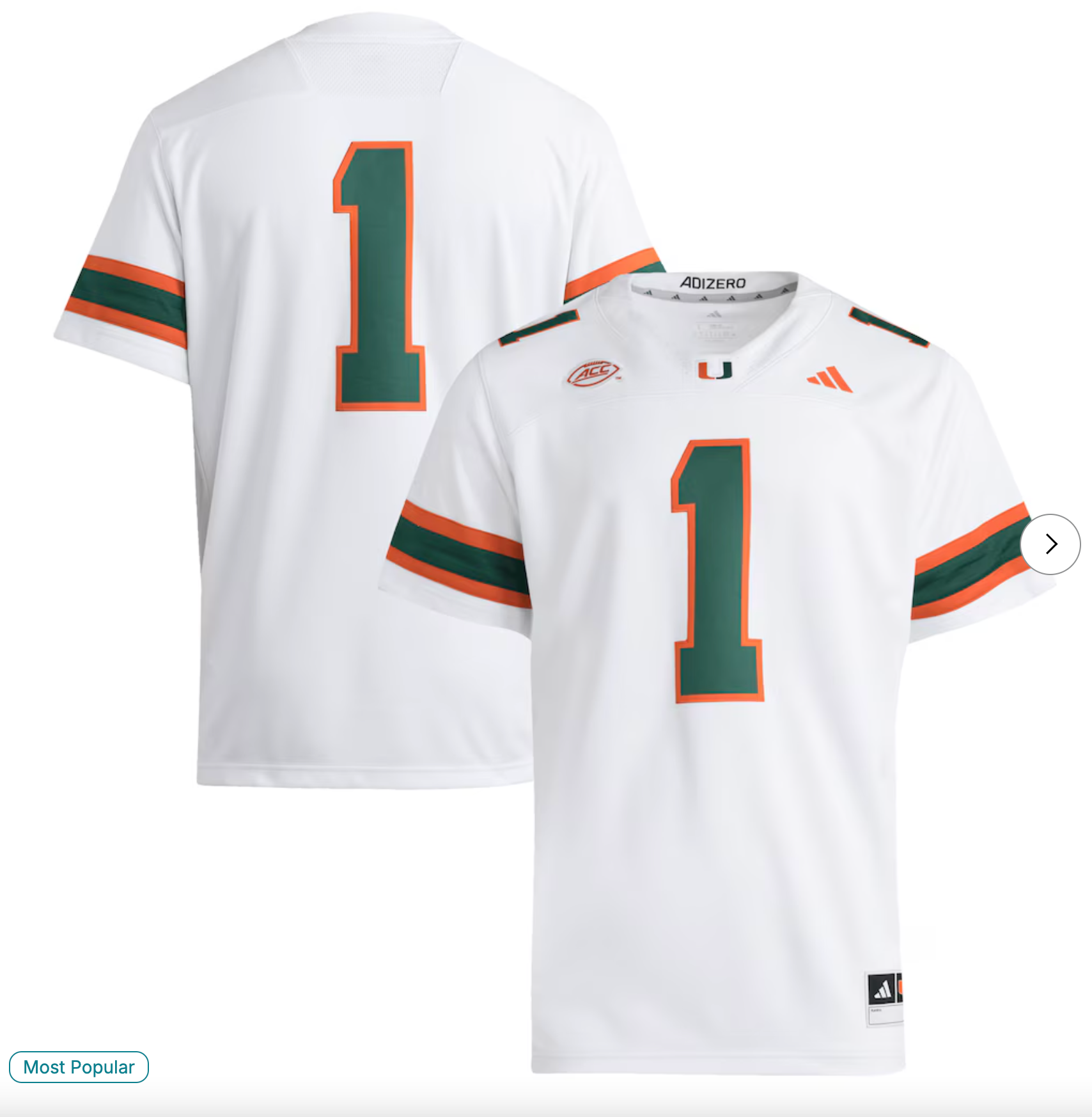 #1 Miami Hurricanes adidas Premier Jersey - White