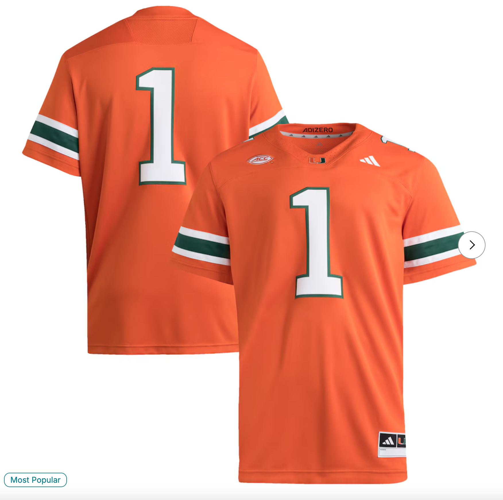 #1 Miami Hurricanes adidas Premier Jersey - Orange