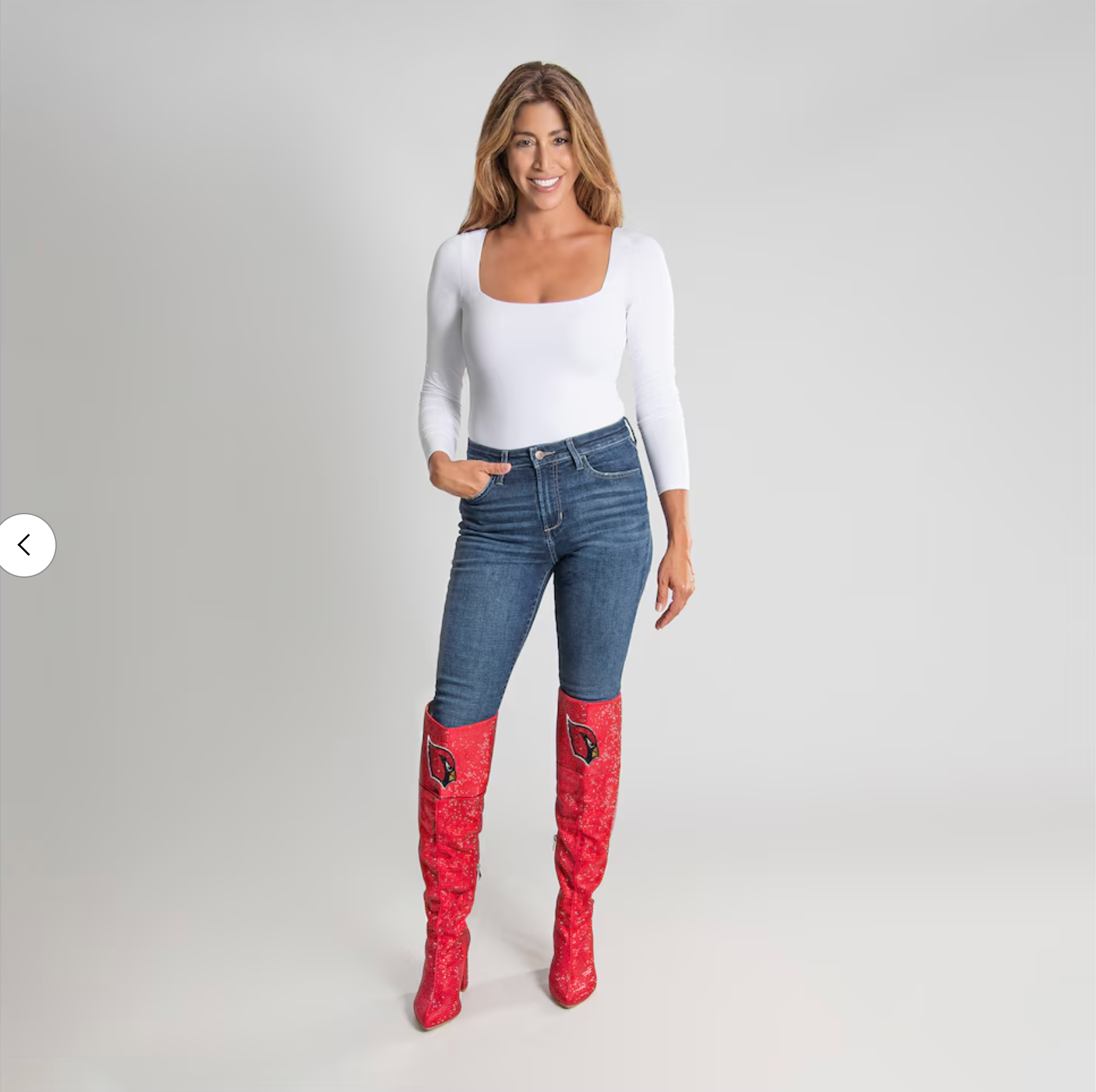 Arizona Cardinals Cuce Women's Team Color Crystal Over-The-Knee Boots - Cardinal