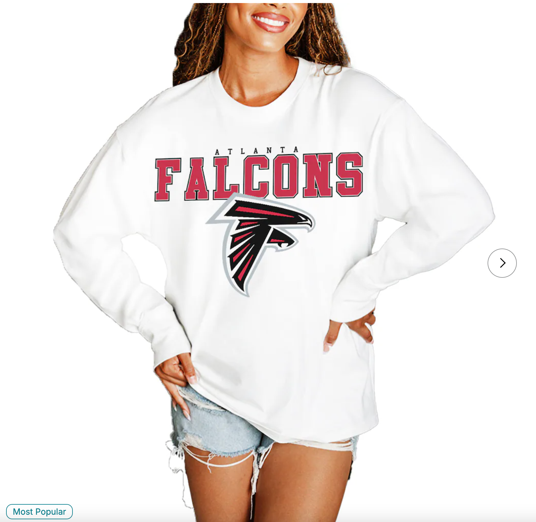 Atlanta Falcons Gameday Couture Women's Big Goals Oversized Long Sleeve T-Shirt - White