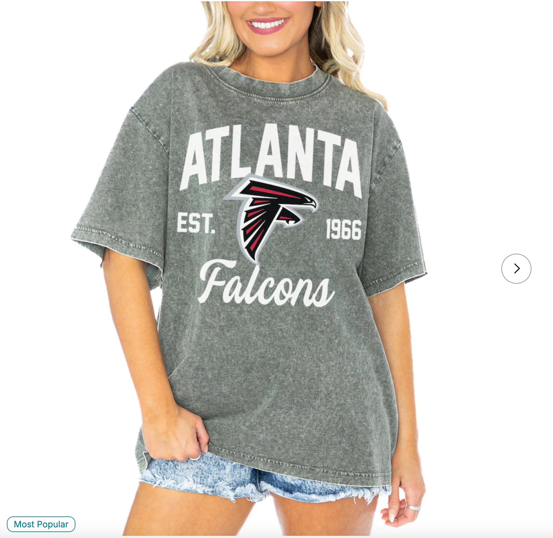 Atlanta Falcons Gameday Couture Women's Tackle Titan Boyfriend Washed T-Shirt - Gray