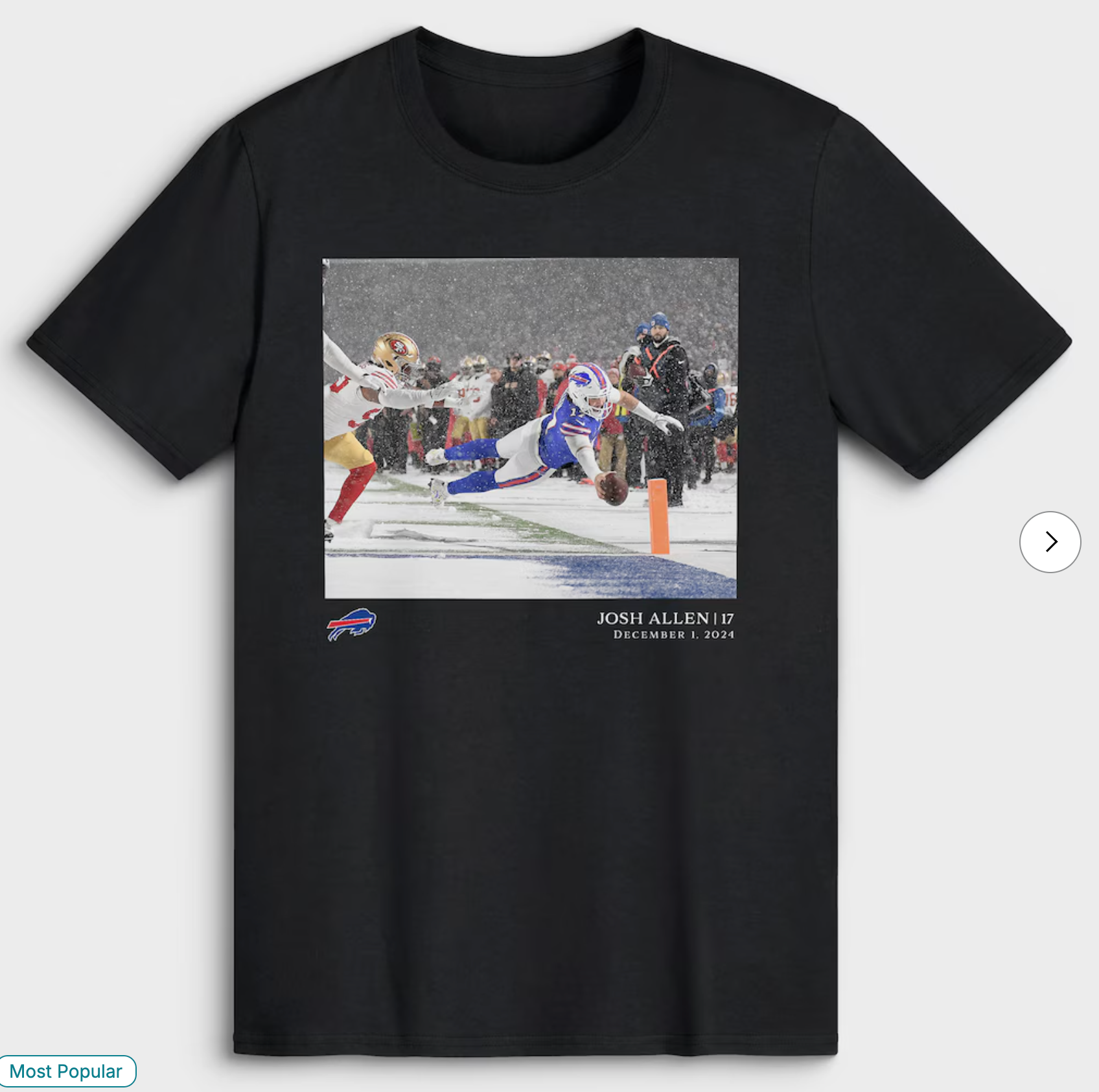 Josh Allen Buffalo Bills NFL Flash Features Week 13 T-Shirt - Black