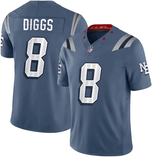 Stefon Diggs New England Patriots Nike Men's 2025 Rivalries Collection Game Jersey - Storm Blue